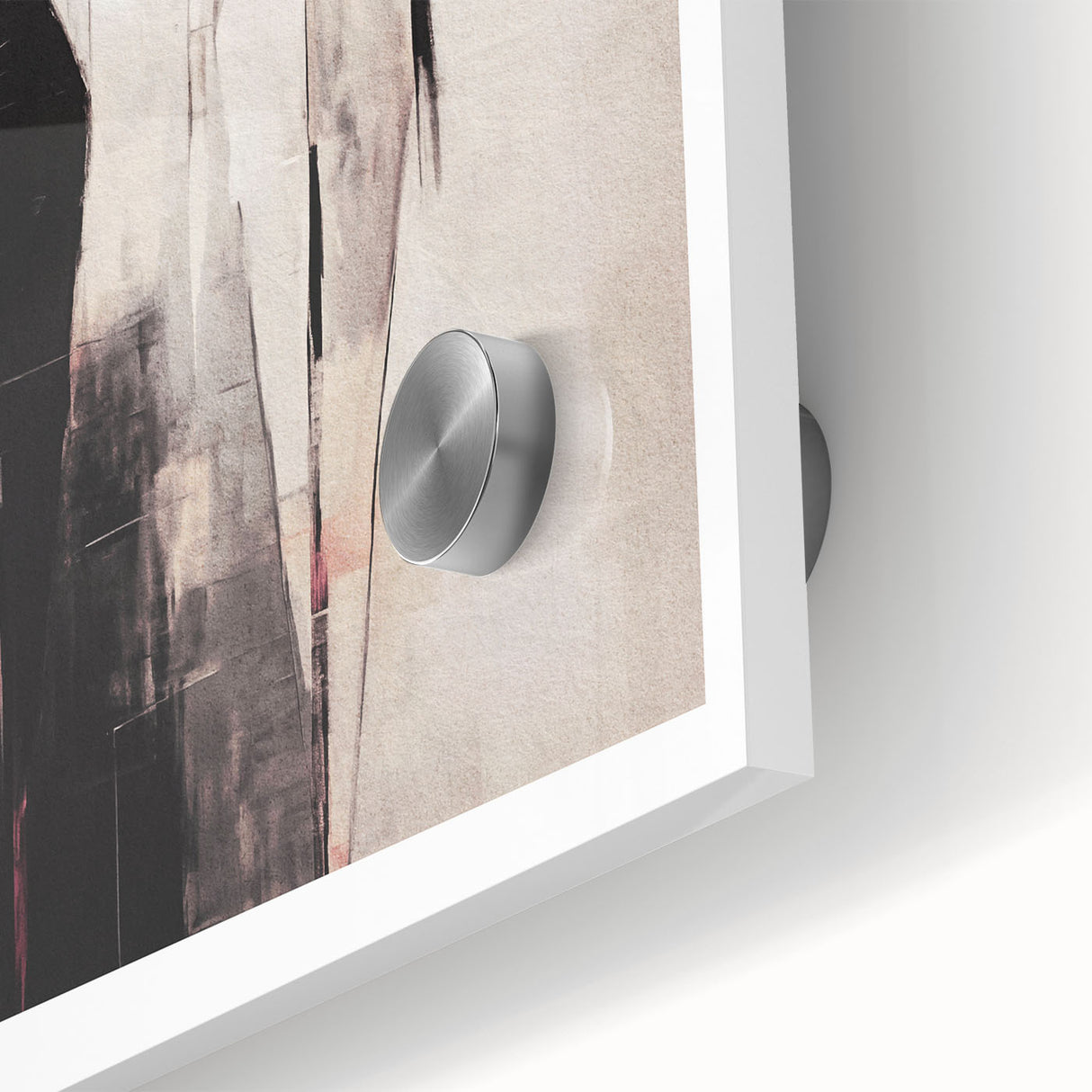 Close-up of an abstract figurative wall art piece, showcasing vibrant colors and intricate details on acrylic glass, perfect for modern decor.