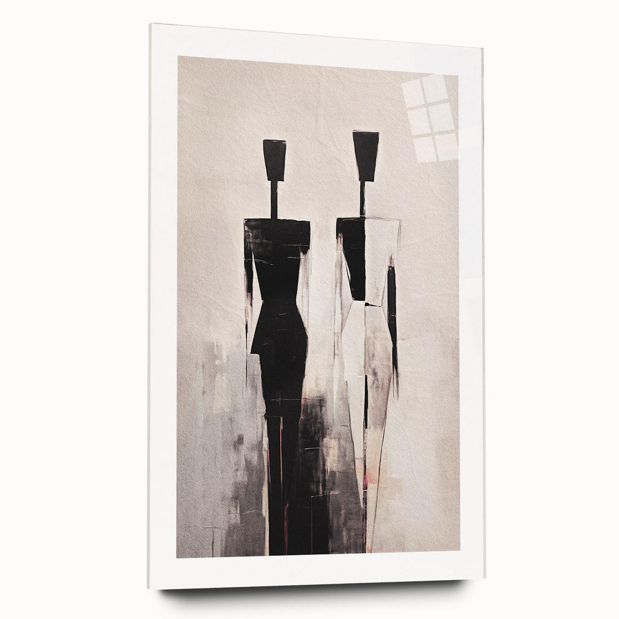 Abstract figurative wall art design on acrylic glass, showcasing vibrant colors and fluid shapes, perfect for modern decor and artistic expression.