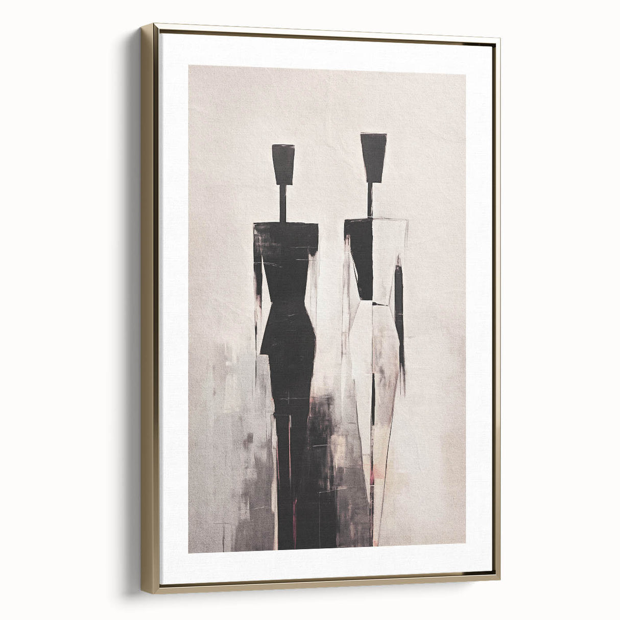 Framed abstract figurative wall art collection showcasing a gold side view with intricate designs and modern aesthetics, ideal for contemporary decor.