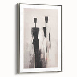 Framed abstract figurative wall art design showcasing a silver side view with modern lines, perfect for contemporary home décor.