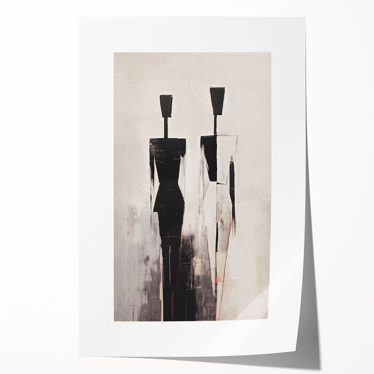 Abstract figurative wall art print showcasing vibrant colors and dynamic shapes, ideal for modern home decor and artistic expression.