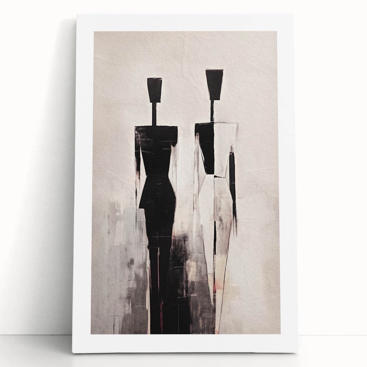 Vibrant abstract figurative wall art collection on stretched canvas, showcasing dynamic shapes and colors, perfect for modern home decor.
