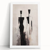 Vibrant abstract figurative wall art collection on stretched canvas, showcasing dynamic shapes and colors, perfect for modern home decor.