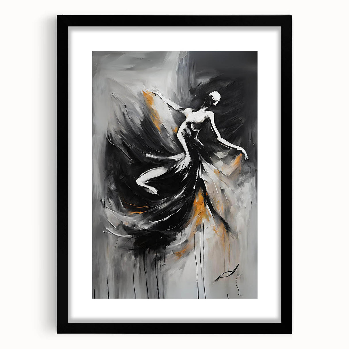 Abstract figurative wall art collection featuring a framed design with a mat, showcasing bold colors and modern shapes, perfect for contemporary decor.