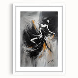 Abstract figurative wall art collection framed in white, showcasing vibrant colors and unique shapes, perfect for modern home decor.