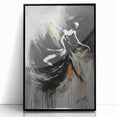 Framed abstract figurative wall art design in black acrylic, showcasing unique shapes and bold colors, ideal for modern home decor.