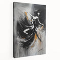 Abstract figurative wall art design on stretched canvas showcasing vibrant colors and unique shapes, ideal for modern home decor.