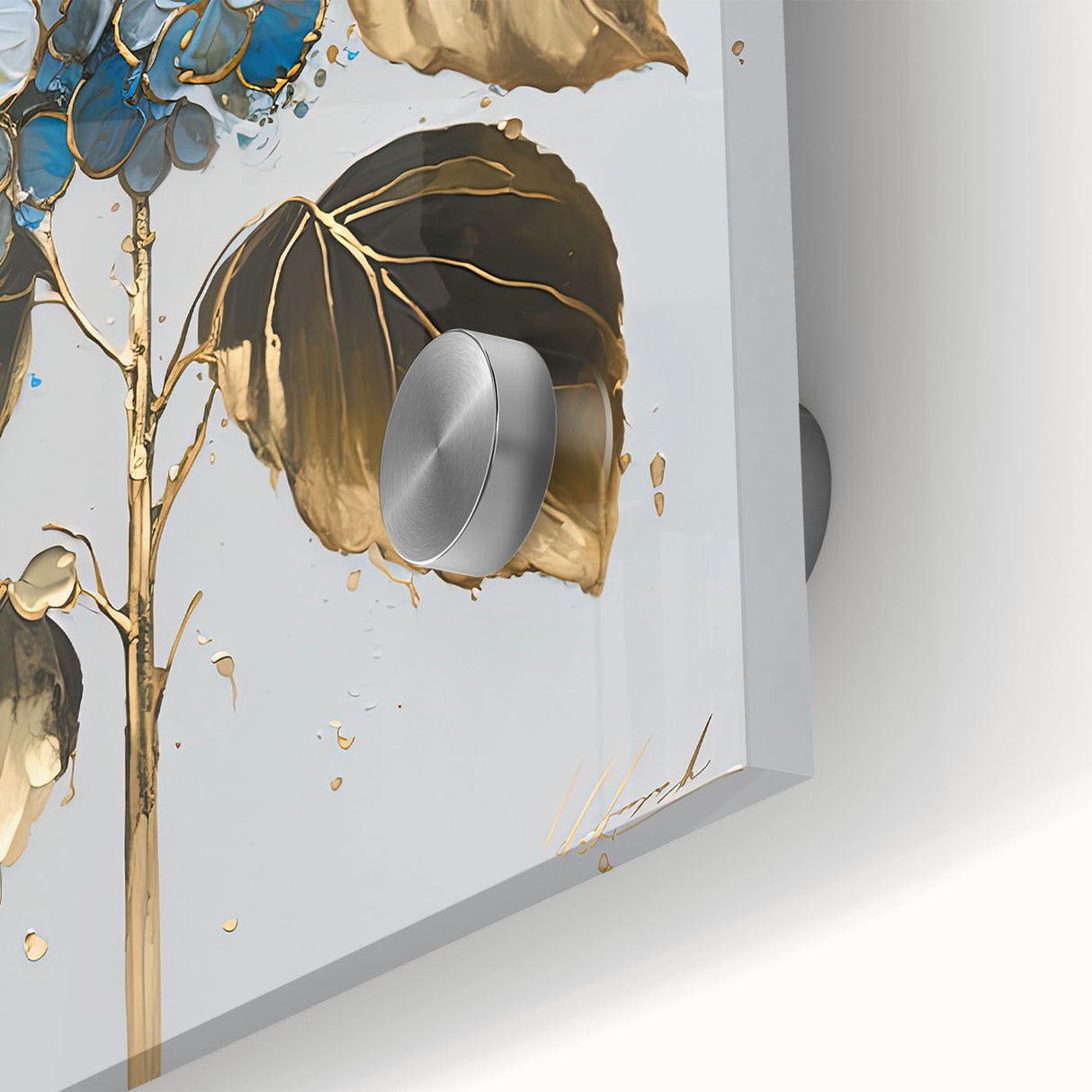 Close-up of an abstract floral design wall art print featuring vibrant colors and intricate details, perfect for modern home decor.