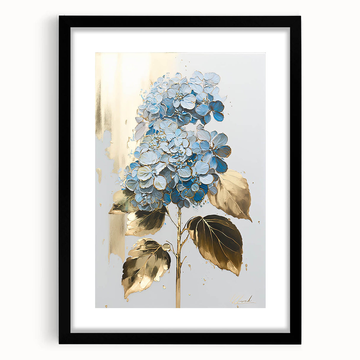 Abstract floral design wall art in a sleek black frame, showcasing vibrant colors and intricate patterns, perfect for home decor enhancement.