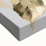 Close-up of a stretched canvas showcasing an abstract floral design with vibrant colors and intricate brushstrokes, perfect for modern decor.