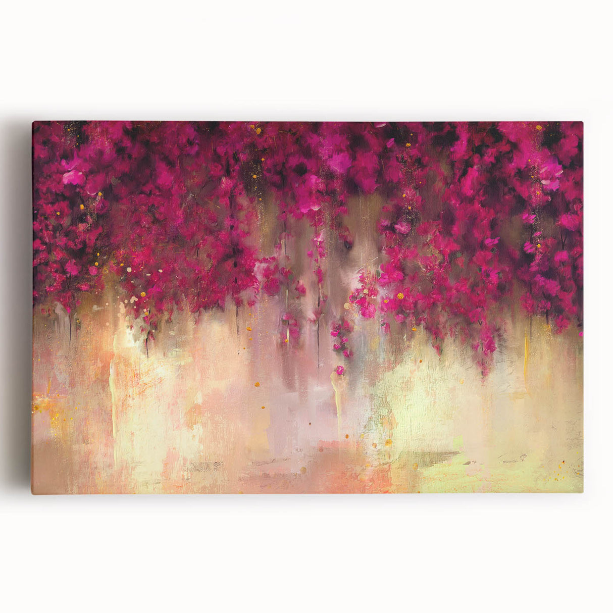 Abstract floral design stretched canvas wall art showcasing vibrant colors and intricate patterns, perfect for modern home decor.