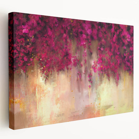 Stretched canvas wall art displaying an elegant abstract floral design in vibrant colors, perfect for modern home decor and interior styling.
