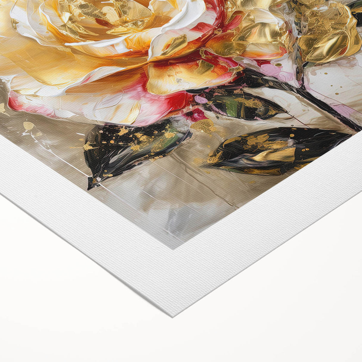 Vibrant abstract floral design on rolled canvas art, showcasing rich colors and intricate patterns, perfect for modern decor enhancement.