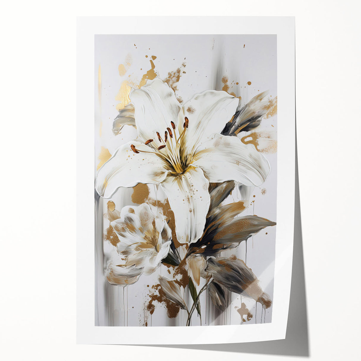 Abstract floral wall art print showcasing vibrant colors and intricate designs, perfect for modern home decor or gallery displays.