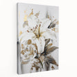 Abstract floral wall art collection on stretched canvas, showcasing vibrant colors and intricate designs, perfect for modern home decor.