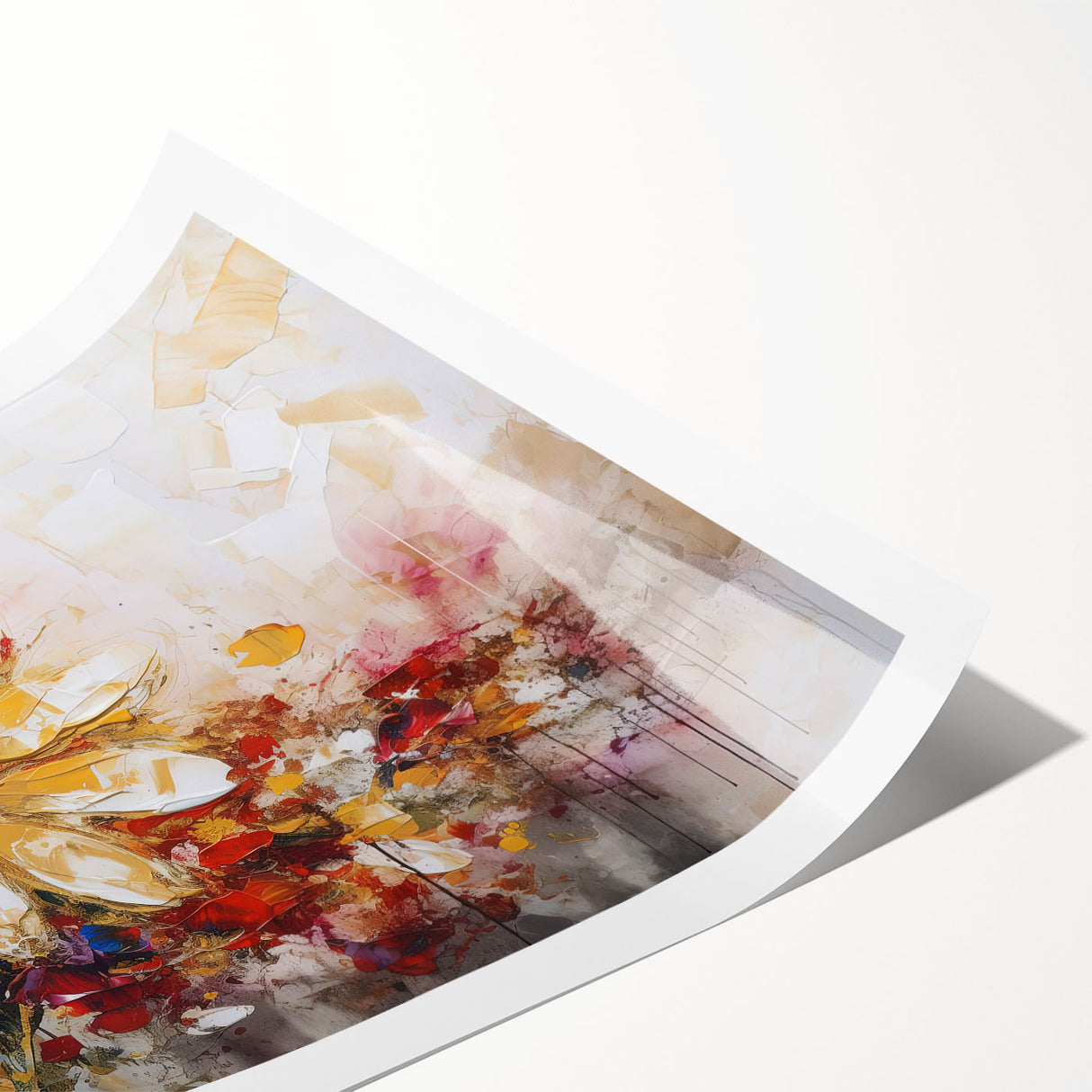 Vibrant abstract floral wall art print showcasing bold colors and intricate patterns, perfect for enhancing modern home decor.
