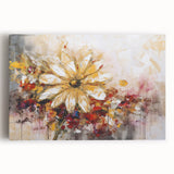 Vibrant abstract floral wall art canvas showcasing bold colors and intricate patterns, perfect for modern home decor and artistic styling.