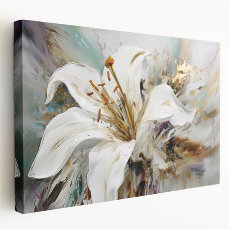 Vibrant abstract floral wall art on stretched canvas, showcasing bold colors and intricate designs, perfect for modern home decor.