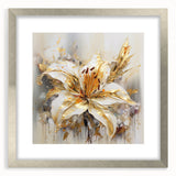 Abstract floral wall art collection featuring vibrant colors and intricate designs, elegantly framed with a silver mat, perfect for modern decor.