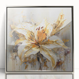 Framed abstract floral wall art with vibrant colors and a sleek silver frame, showcasing a modern design perfect for contemporary decor.