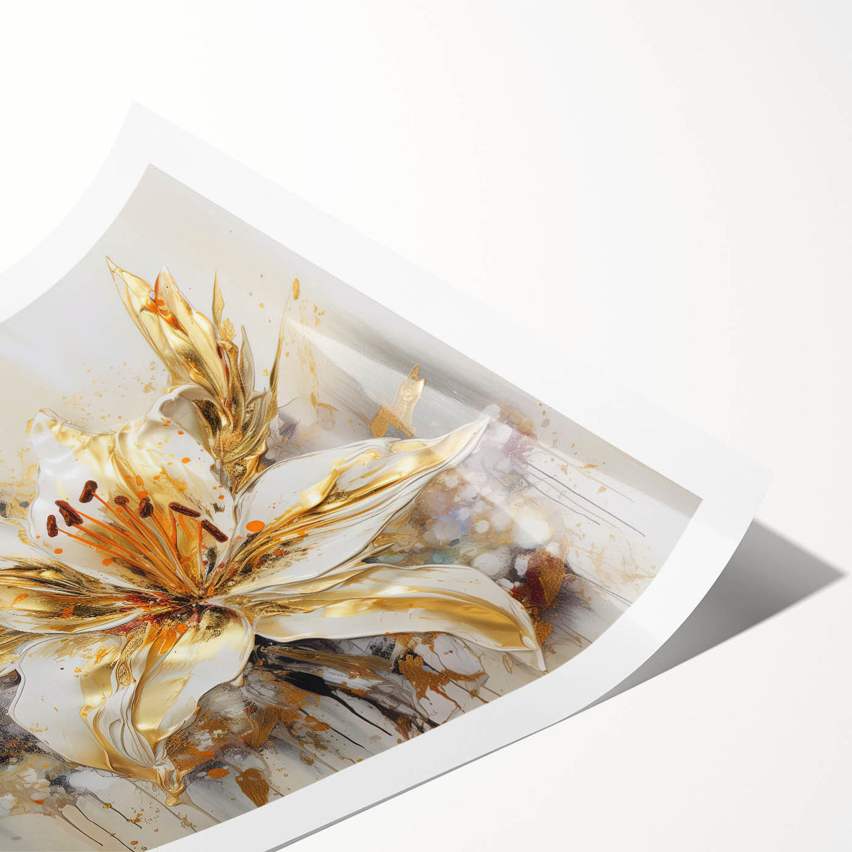 Vibrant abstract floral wall art design on a rolled print, showcasing vivid colors and intricate patterns, perfect for home decor or framing.