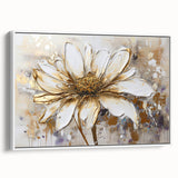 Framed abstract floral wall art featuring vibrant colors and intricate designs, showcased from a side view against a white background.