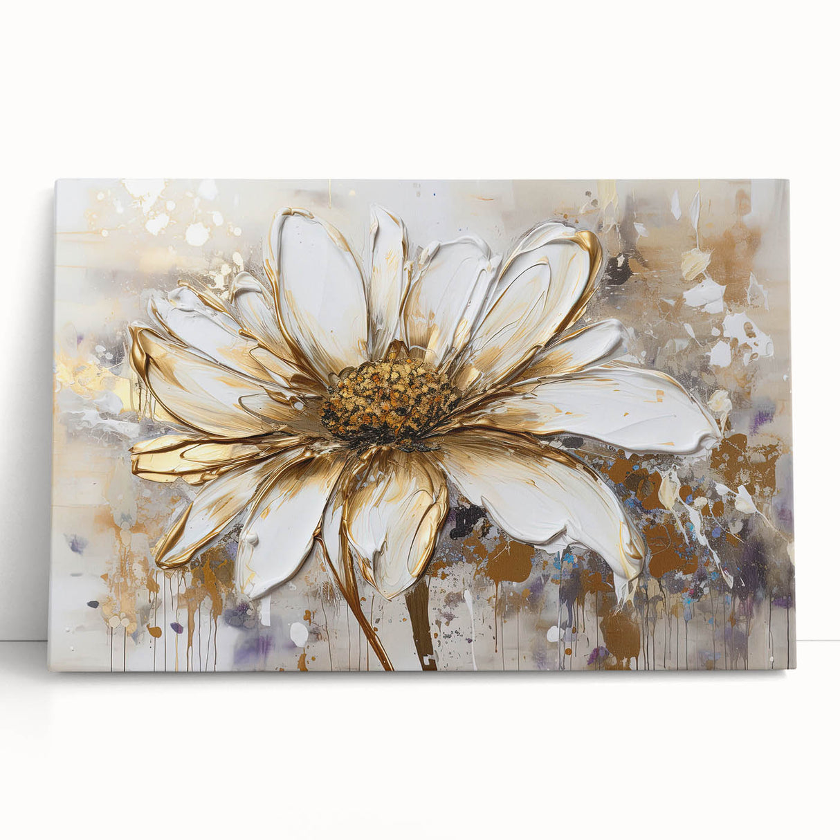 Abstract floral design wall art on stretched canvas showcasing vibrant colors and intricate patterns, perfect for modern home decor.