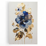 Vibrant abstract floral wall art design on stretched canvas, showcasing colorful blooms in shades of pink, blue, and green, perfect for modern decor.