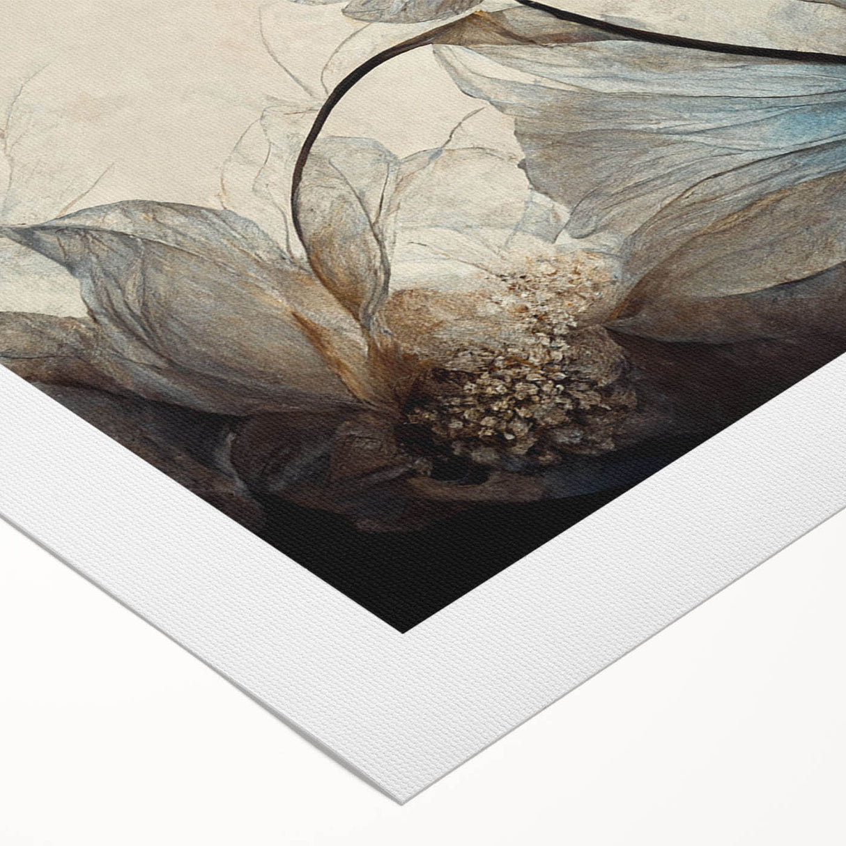 Abstract floral wall art design on rolled canvas, showcasing vibrant colors and intricate patterns, perfect for modern home decor.