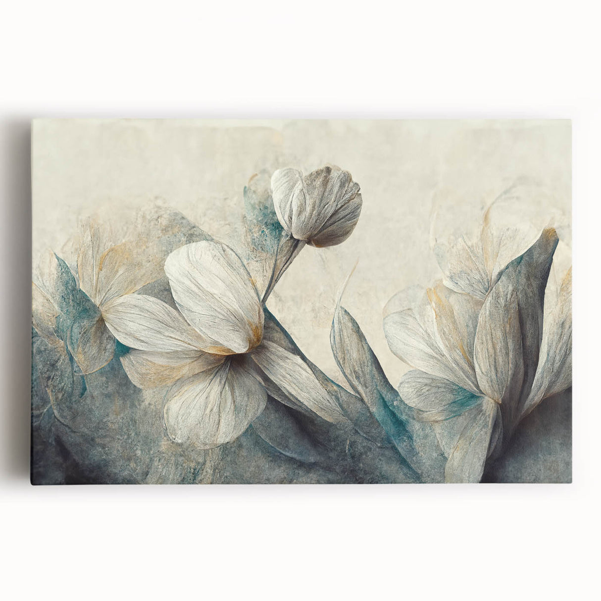Colorful abstract floral design on stretched canvas, showcasing vibrant hues and intricate patterns, perfect for modern wall decor.