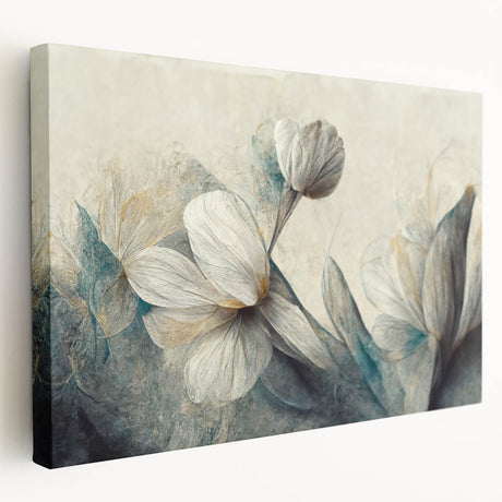 Stretched canvas wall art showcasing an abstract floral design with vibrant colors, perfect for modern home decor or artistic interiors.