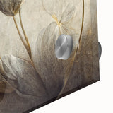 Close-up of an abstract floral wall art design on acrylic glass, showcasing vibrant colors and intricate patterns, perfect for modern decor.