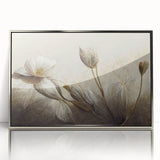 Framed abstract floral wall art in silver acrylic, showcasing vibrant colors and intricate patterns, ideal for modern home decor accents.