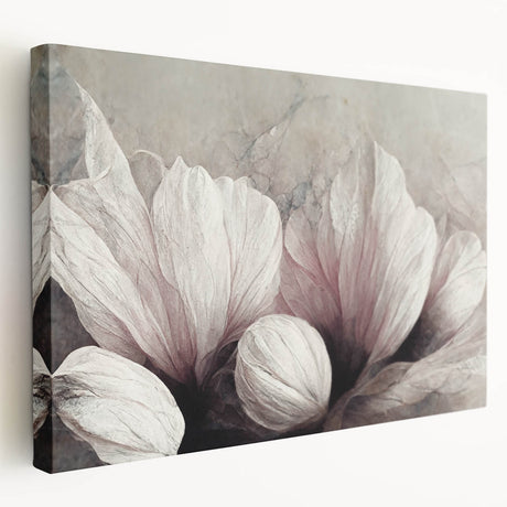 Stretched canvas wall art showcasing an abstract floral design in vibrant colors with a modern aesthetic, perfect for home decor enhancement.