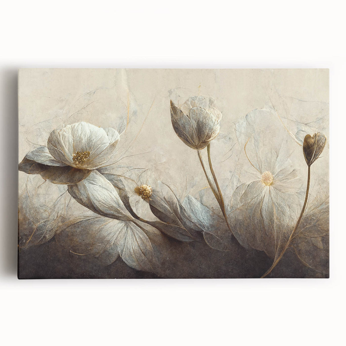 Vibrant abstract floral wall art on stretched canvas, showcasing bold colors and intricate patterns, ideal for modern home decor.