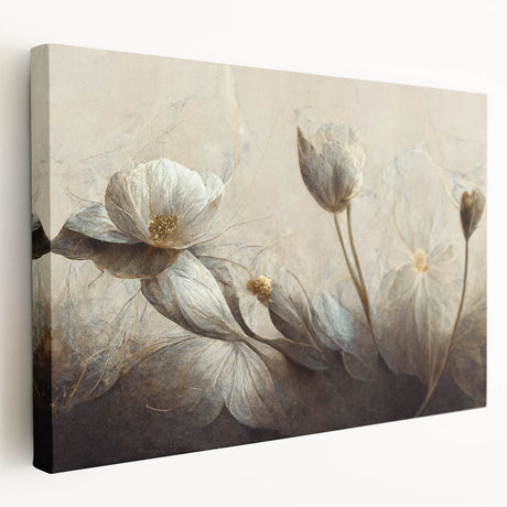 Abstract floral design wall art on stretched canvas, showcasing vibrant colors and intricate patterns, perfect for modern home decor.