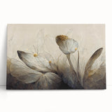 Abstract floral wall art on stretched canvas, showcasing vibrant colors and intricate designs, perfect for modern home decor or gallery display.