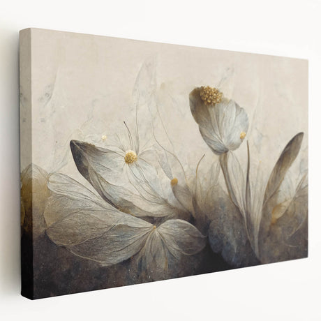 Abstract floral wall art design on stretched canvas, showcasing vibrant colors and fluid shapes, perfect for modern home decor and artistic flair.