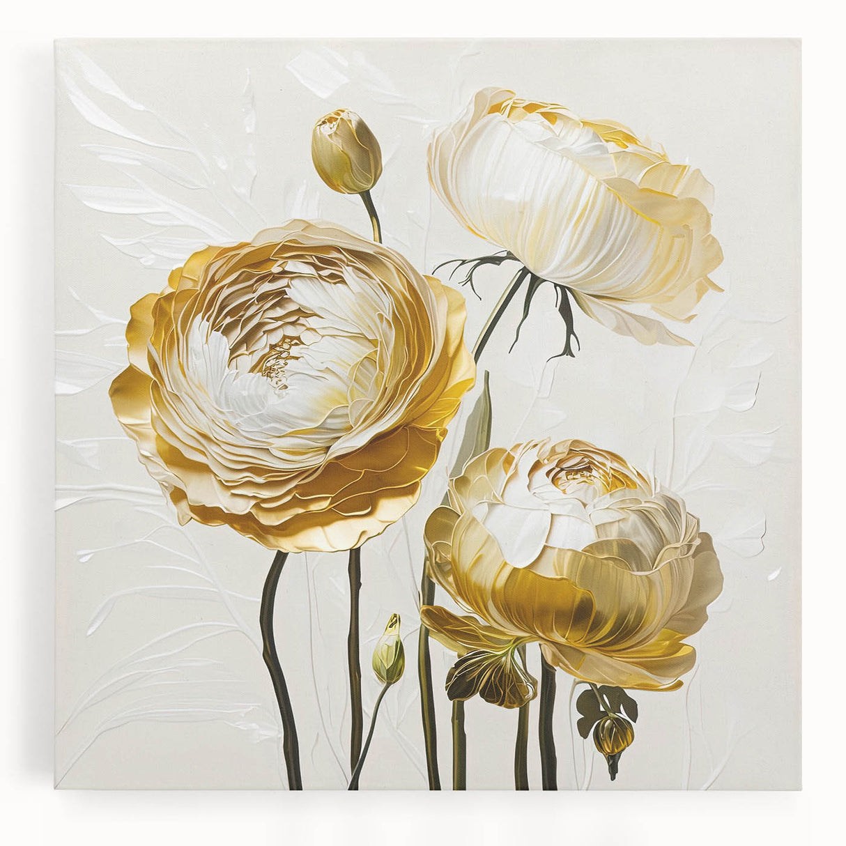 Colorful abstract floral wall art collection on stretched canvas, showcasing vibrant hues and intricate designs, perfect for home decor enhancement.