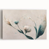 Colorful abstract floral wall art design on stretched canvas, showcasing vibrant hues and intricate patterns, perfect for home decor.