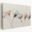 Abstract floral wall art canvas print showcasing vibrant colors and intricate designs, elegantly stretched for a modern decor accent.