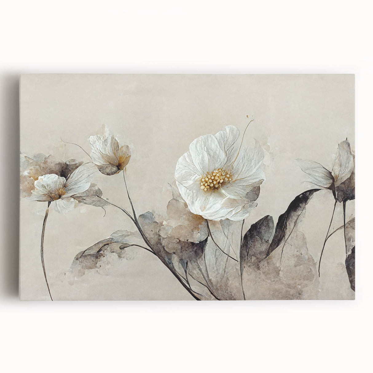 Vibrant abstract floral design on stretched canvas wall art, showcasing bold colors and intricate patterns, perfect for modern home decor.