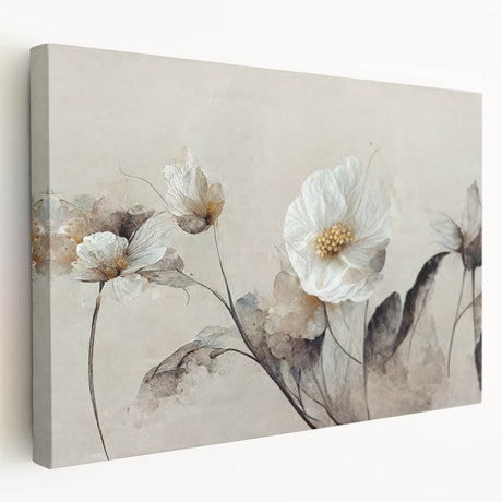 Stretched canvas wall art showcasing vibrant abstract floral designs in a side view, perfect for modern home decor with a colorful aesthetic.