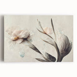 Vibrant abstract floral wall art on stretched canvas, showcasing bold colors and intricate designs, perfect for modern home decor.