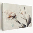 Vibrant abstract floral canvas wall art design showcasing colorful blooms in hues of pink, blue, and yellow, stretched on a wooden frame.