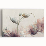 Vibrant abstract floral design wall art on stretched canvas, showcasing colorful blooms against a textured background, perfect for modern decor.