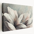 Vibrant abstract floral wall art on stretched canvas, showcasing rich colors and dynamic shapes, perfect for modern home decor.