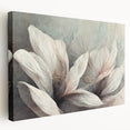 Vibrant abstract floral wall art on stretched canvas, showcasing rich colors and dynamic shapes, perfect for modern home decor.