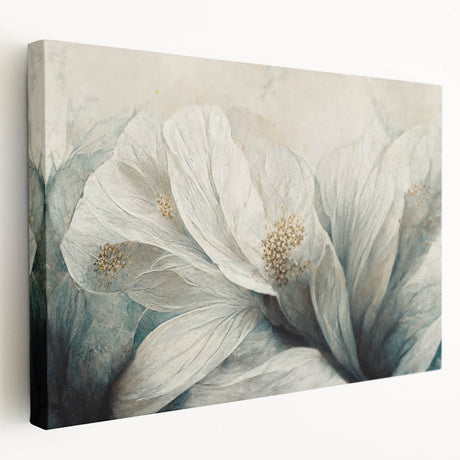 Abstract floral wall art collection displayed on a stretched canvas, showcasing vibrant colors and intricate designs, perfect for home decor.