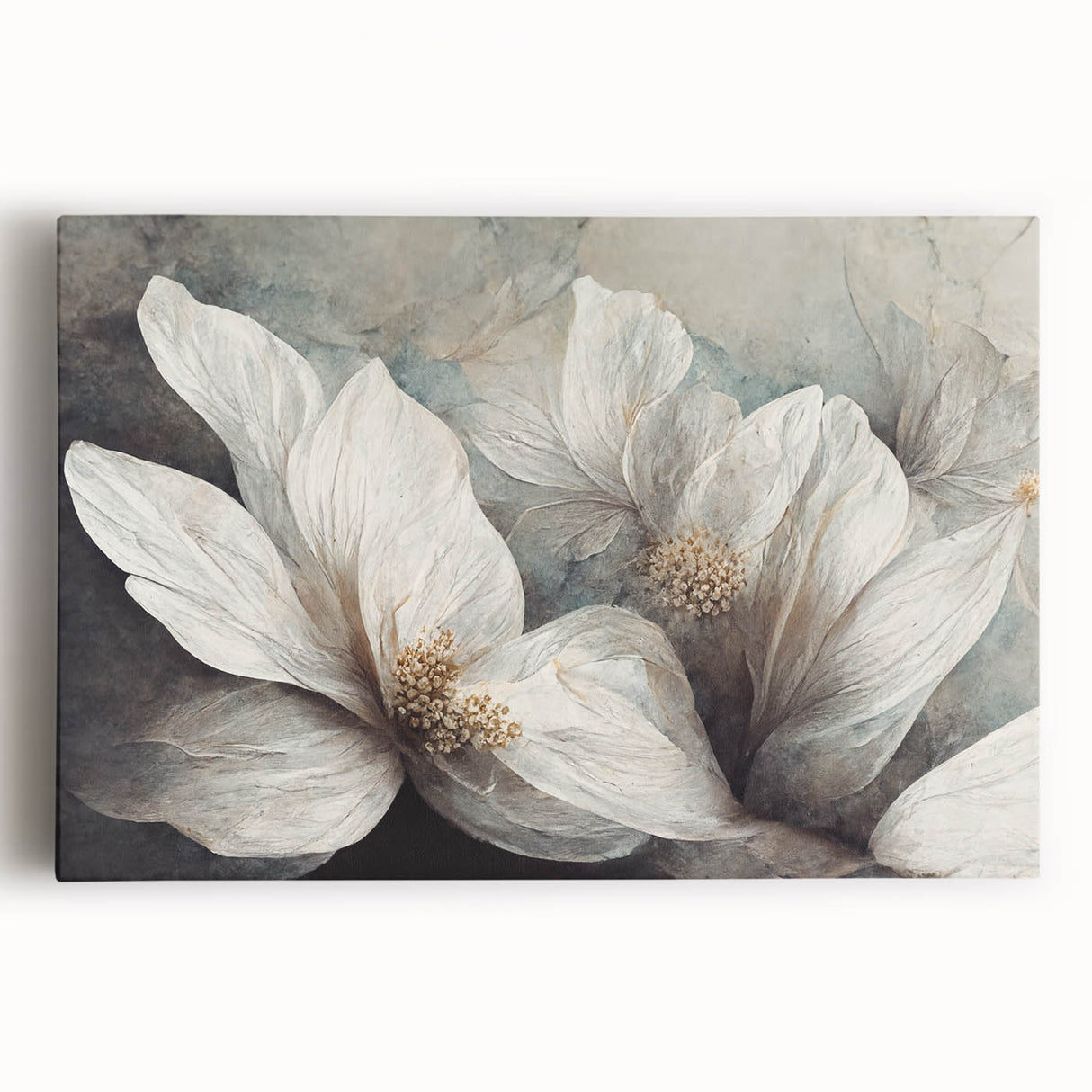 Vibrant abstract floral wall art design on stretched canvas, showcasing vivid colors and intricate patterns, perfect for modern home decor.